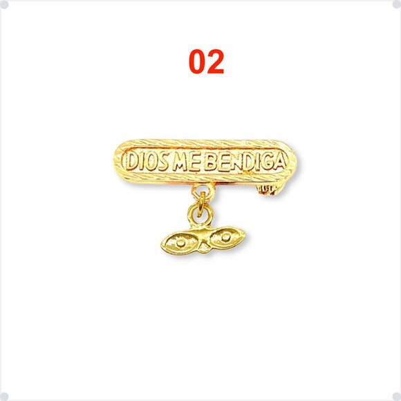 Azabache Brooch 14k Gold Plated Lucky Charm, Ojitos De Santa Lucia - Picture 4 of 9